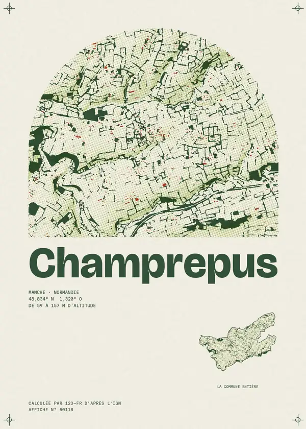 Affiche de Champrepus, calculée par 123-fr d'après l'IGN