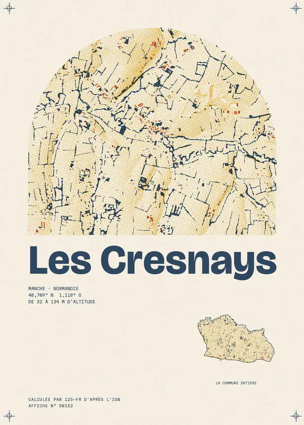 Affiche de Les Cresnays, calculée par 123-fr d'après l'IGN