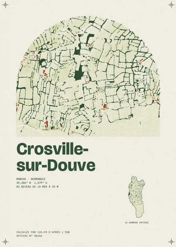 Affiche de Crosville-sur-Douve, calculée par 123-fr d'après l'IGN