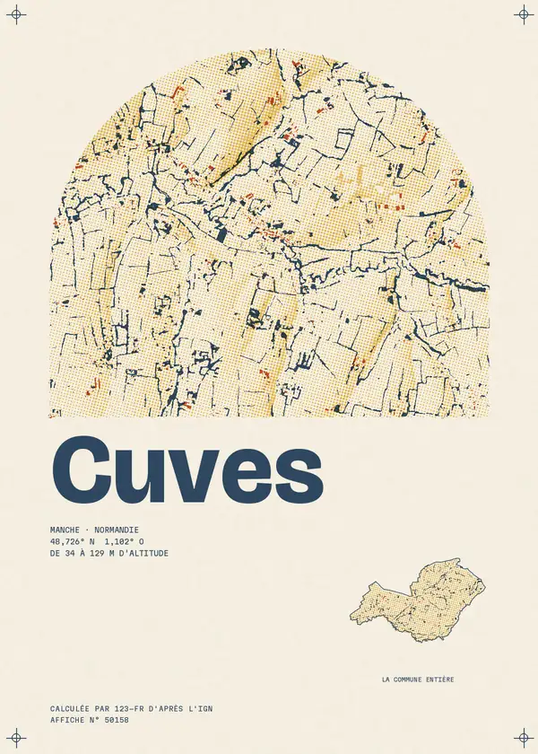 Affiche de Cuves, calculée par 123-fr d'après l'IGN
