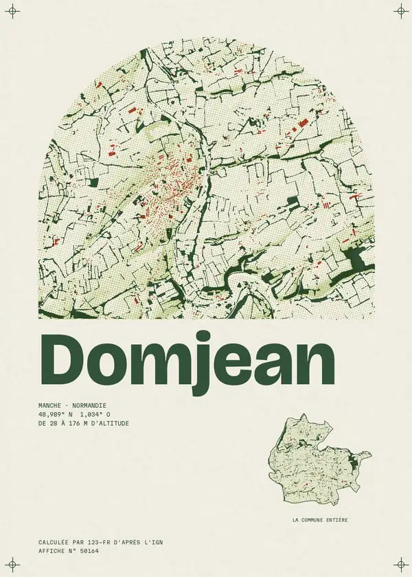 Affiche de Domjean, calculée par 123-fr d'après l'IGN