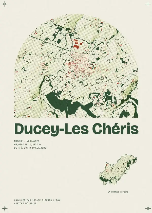 Affiche de Ducey-Les Chéris, calculée par 123-fr d'après l'IGN