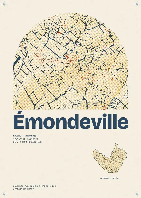 Affiche de Émondeville, calculée par 123-fr d'après l'IGN