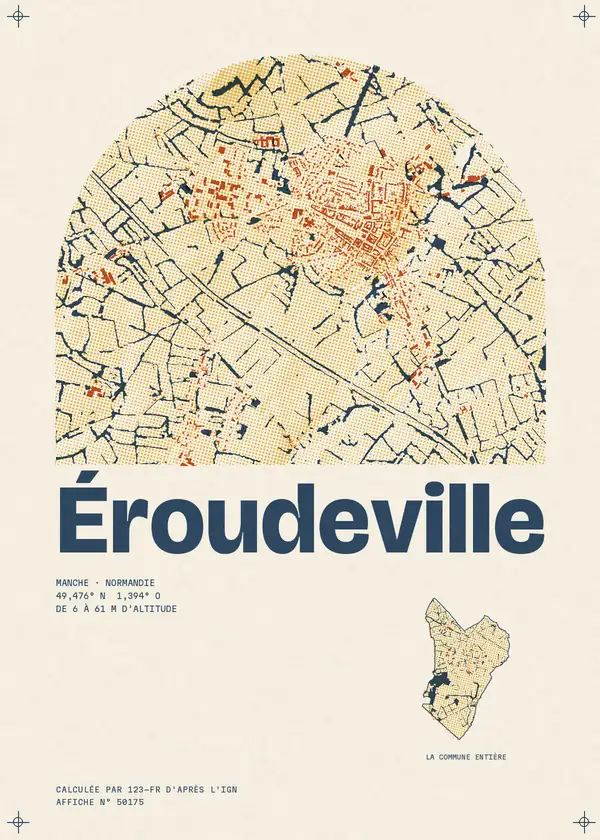Affiche de Éroudeville, calculée par 123-fr d'après l'IGN