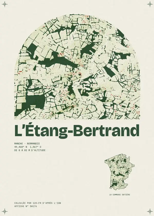 Affiche de L'Étang-Bertrand, calculée par 123-fr d'après l'IGN
