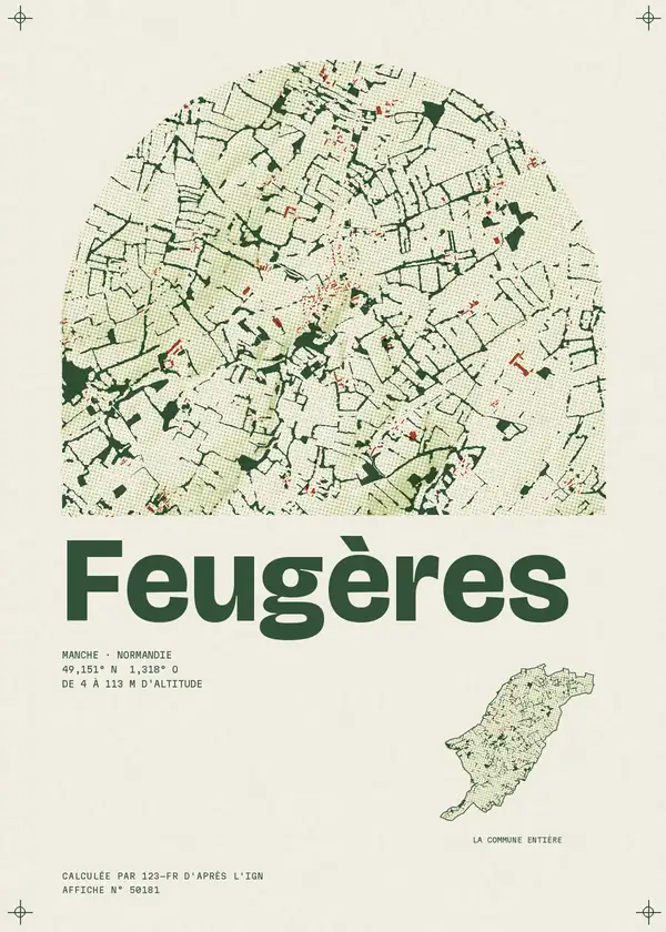 Affiche de Feugères, calculée par 123-fr d'après l'IGN