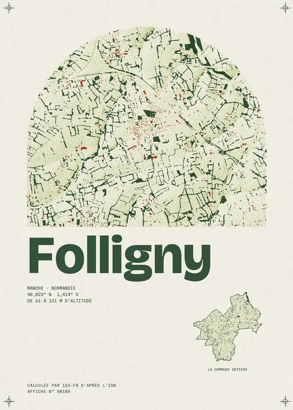 Affiche de Folligny, calculée par 123-fr d'après l'IGN
