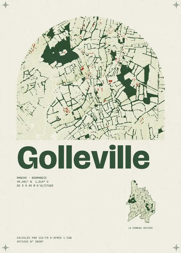 Affiche de Golleville, calculée par 123-fr d'après l'IGN