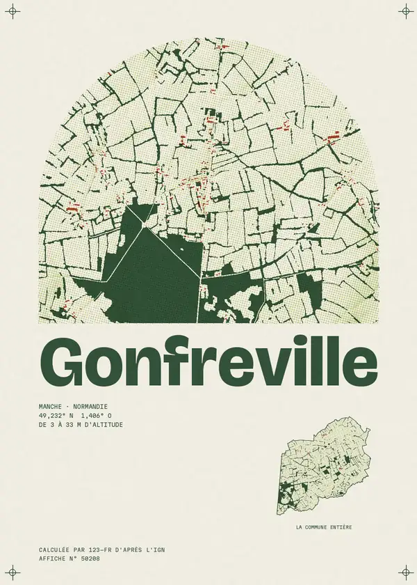 Affiche de Gonfreville, calculée par 123-fr d'après l'IGN