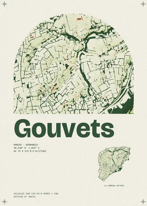 Affiche de Gouvets, calculée par 123-fr d'après l'IGN