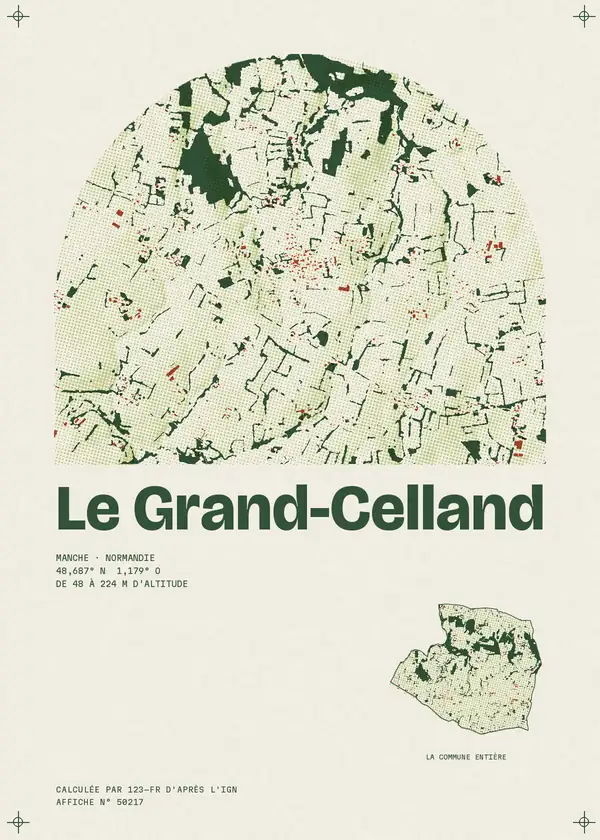 Affiche de Le Grand-Celland, calculée par 123-fr d'après l'IGN