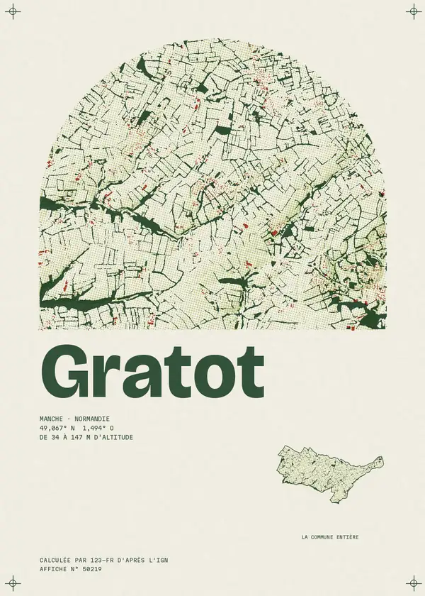 Affiche de Gratot, calculée par 123-fr d'après l'IGN
