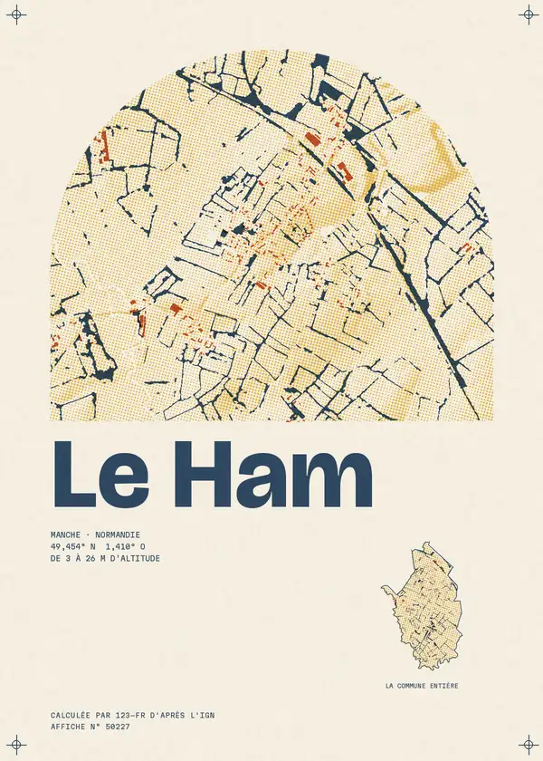 Affiche de Le Ham, calculée par 123-fr d'après l'IGN