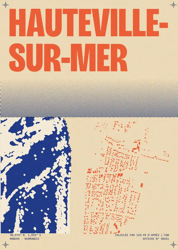 Affiche de Hauteville-sur-Mer, calculée par 123-fr d'après l'IGN
