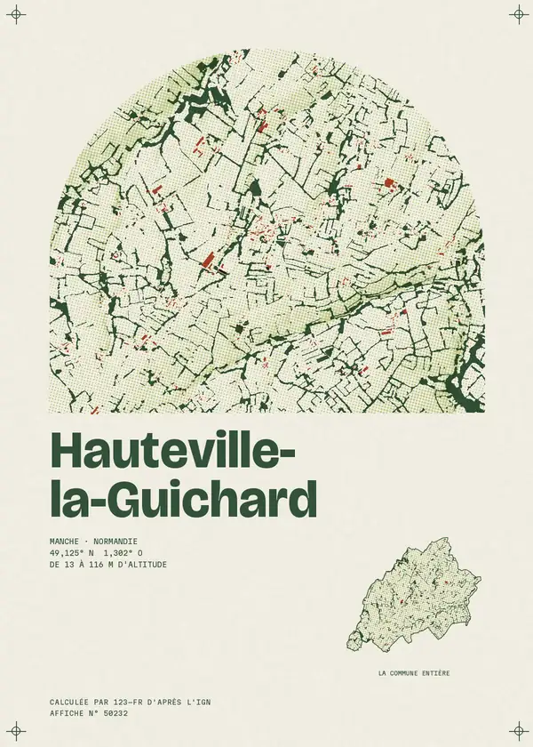 Affiche de Hauteville-la-Guichard, calculée par 123-fr d'après l'IGN