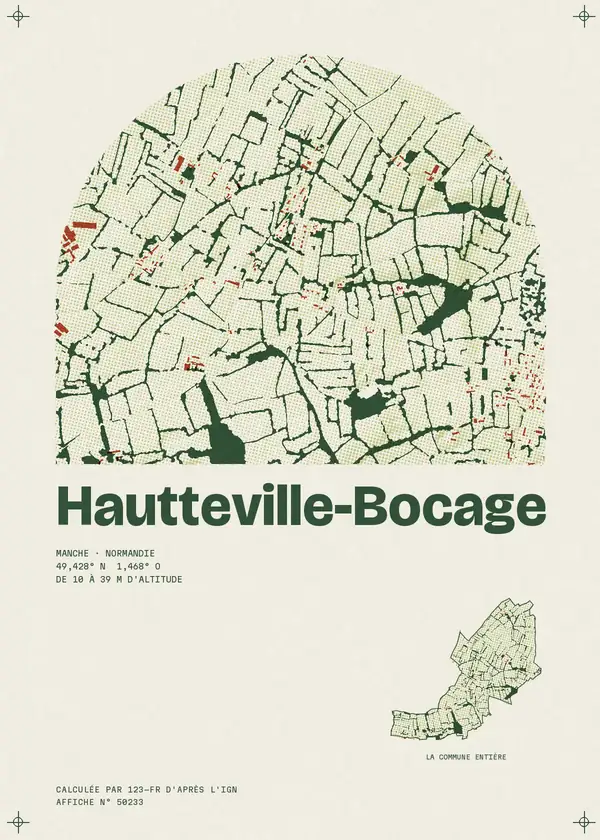 Affiche de Hautteville-Bocage, calculée par 123-fr d'après l'IGN