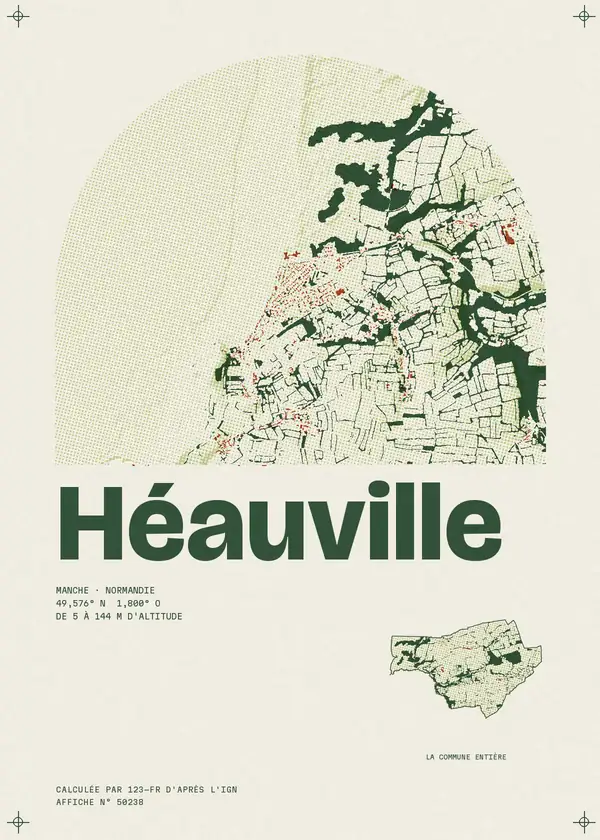 Affiche de Héauville, calculée par 123-fr d'après l'IGN