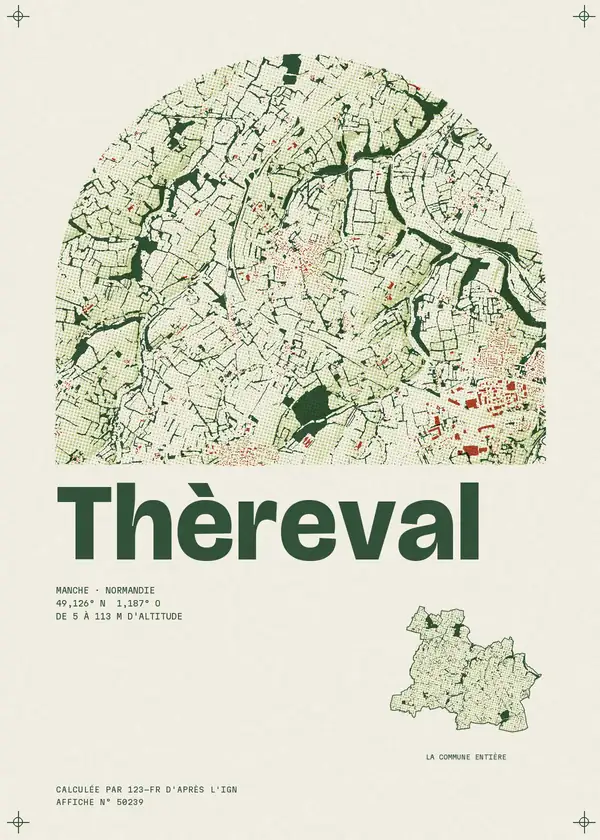 Affiche de Thèreval, calculée par 123-fr d'après l'IGN
