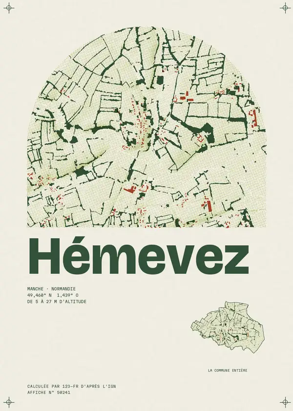 Affiche de Hémevez, calculée par 123-fr d'après l'IGN