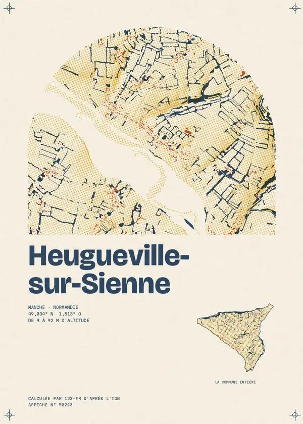 Affiche de Heugueville-sur-Sienne, calculée d'après l'IGN