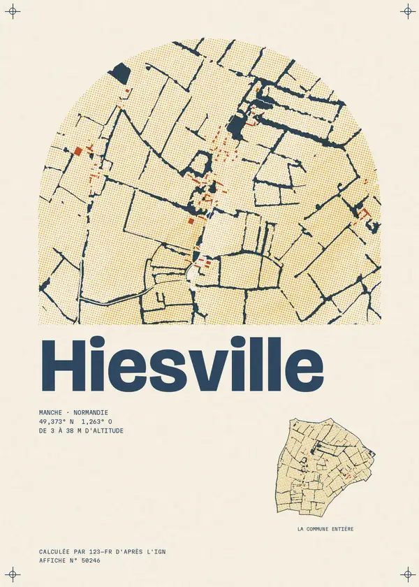 Affiche de Hiesville, calculée par 123-fr d'après l'IGN