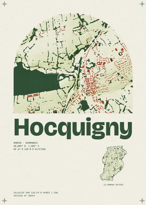 Affiche de Hocquigny, calculée par 123-fr d'après l'IGN