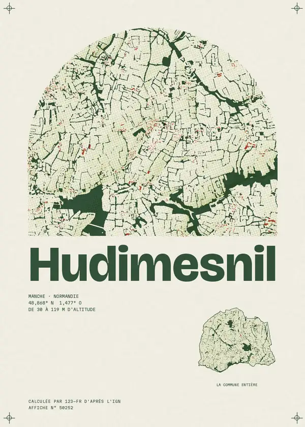 Affiche de Hudimesnil, calculée par 123-fr d'après l'IGN