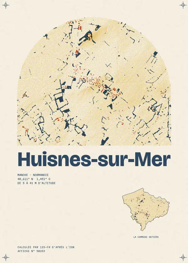 Affiche de Huisnes-sur-Mer, calculée par 123-fr d'après l'IGN