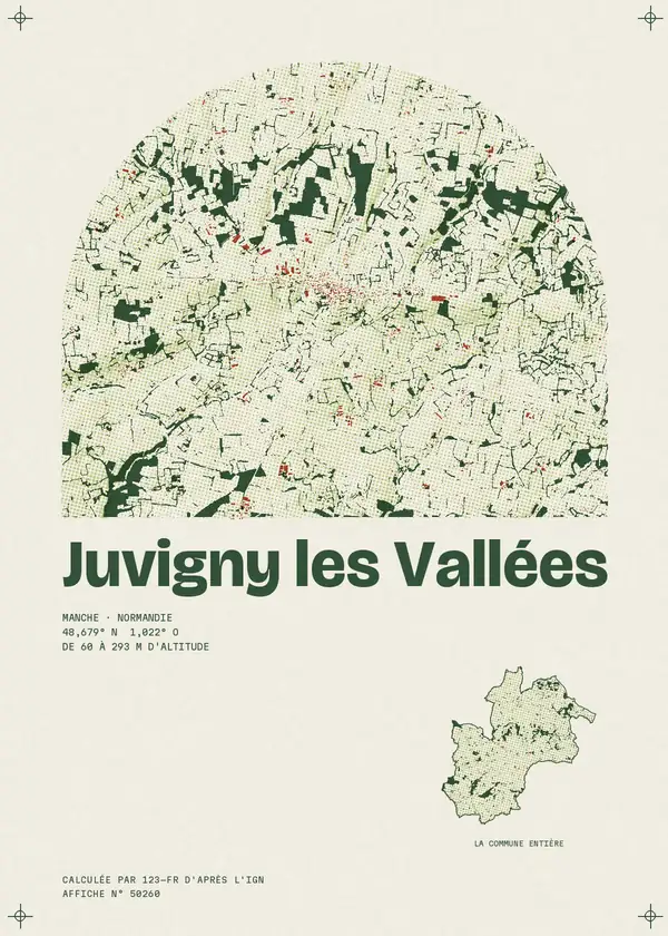 Affiche de Juvigny les Vallées, calculée par 123-fr d'après l'IGN