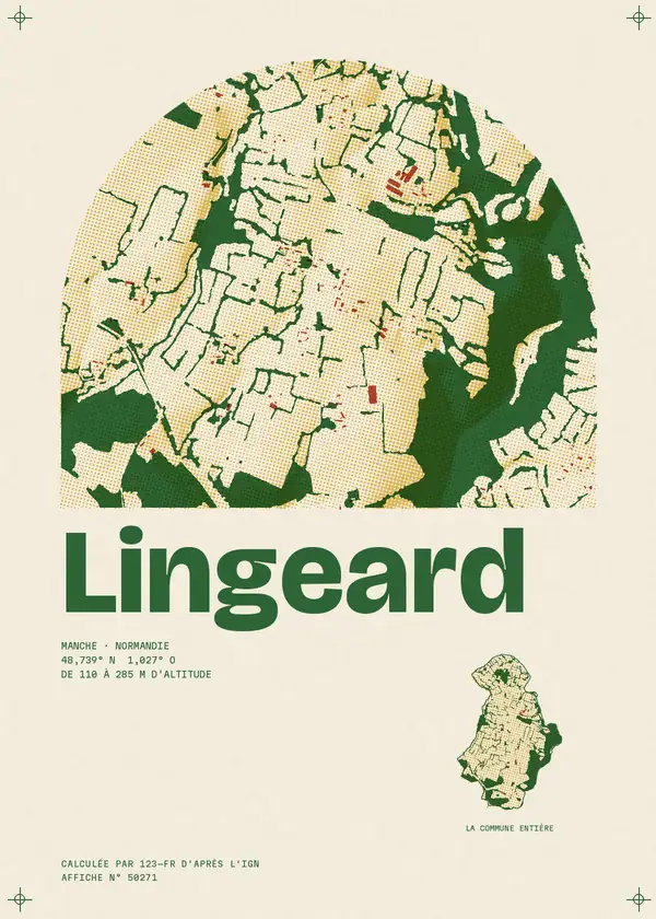 Affiche de Lingeard, calculée par 123-fr d'après l'IGN