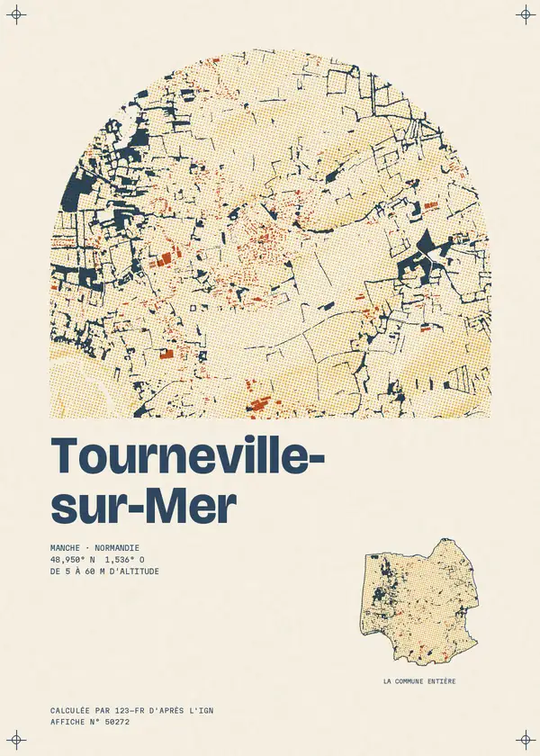 Affiche de Tourneville-sur-Mer, calculée par 123-fr d'après l'IGN