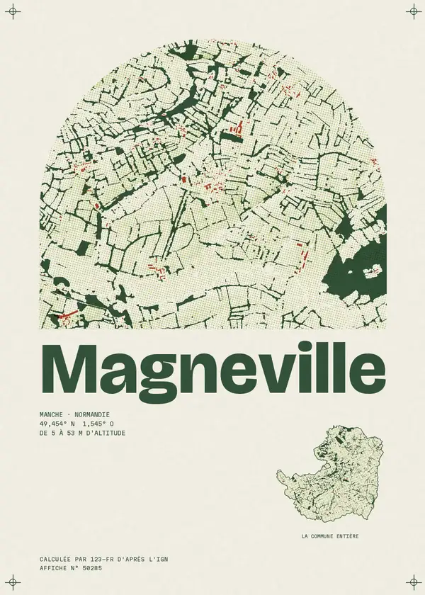 Affiche de Magneville, calculée par 123-fr d'après l'IGN