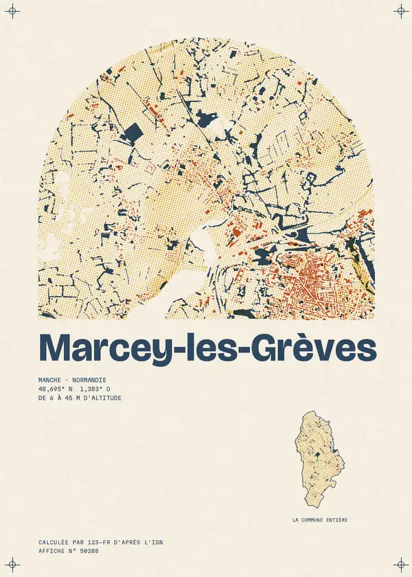 Affiche de Marcey-les-Grèves, calculée par 123-fr d'après l'IGN