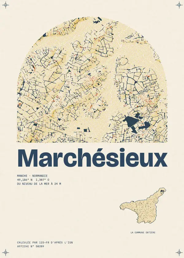 Affiche de Marchésieux, calculée par 123-fr d'après l'IGN