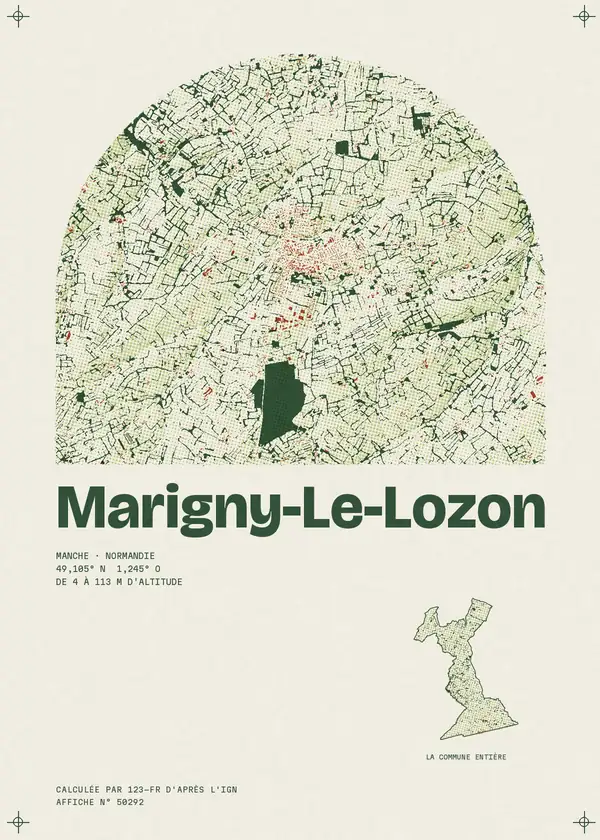 Affiche de Marigny-Le-Lozon, calculée par 123-fr d'après l'IGN