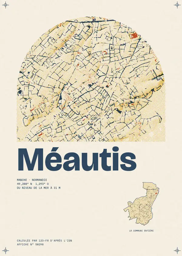 Affiche de Méautis, calculée par 123-fr d'après l'IGN