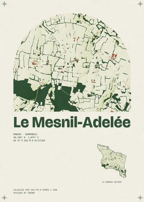 Affiche de Le Mesnil-Adelée, calculée par 123-fr d'après l'IGN