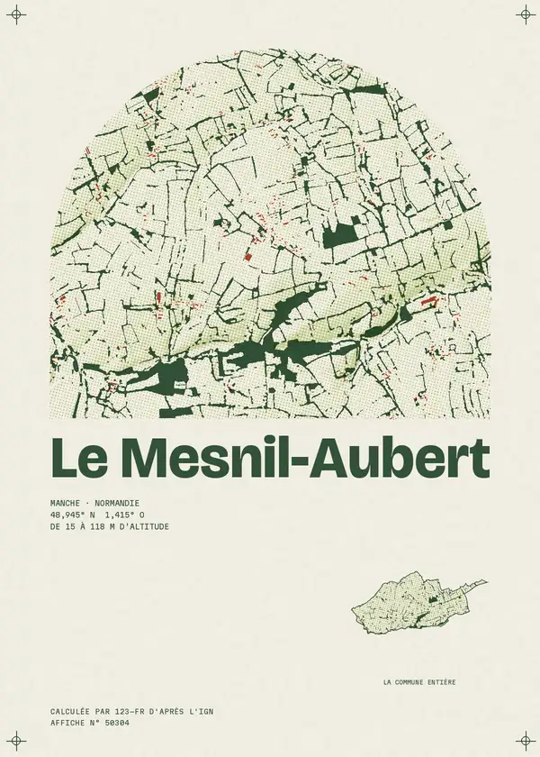 Affiche de Le Mesnil-Aubert, calculée par 123-fr d'après l'IGN