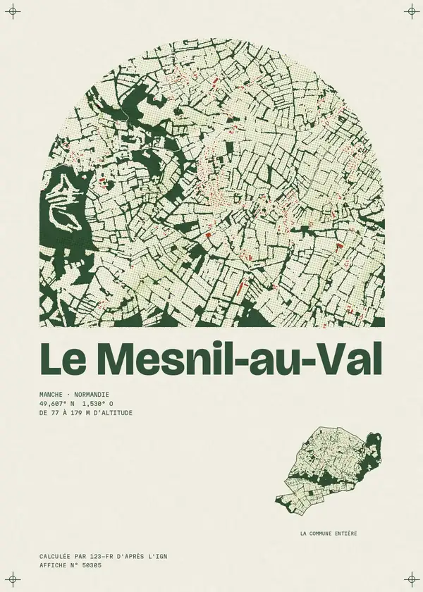 Affiche de Le Mesnil-au-Val, calculée par 123-fr d'après l'IGN
