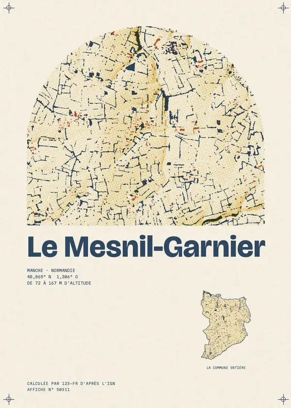 Affiche de Le Mesnil-Garnier, calculée par 123-fr d'après l'IGN