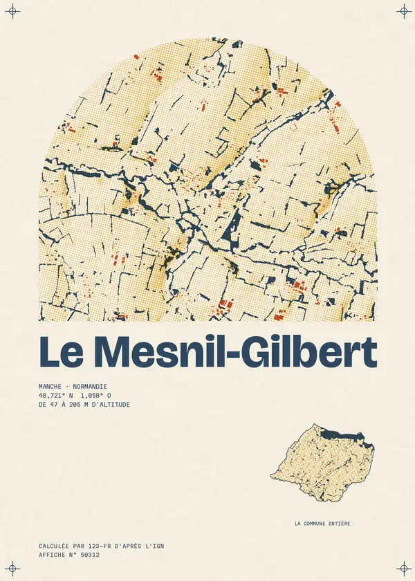 Affiche de Le Mesnil-Gilbert, calculée par 123-fr d'après l'IGN