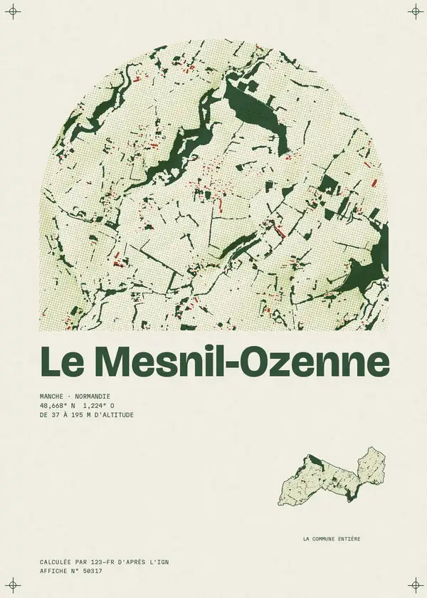 Affiche de Le Mesnil-Ozenne, calculée par 123-fr d'après l'IGN