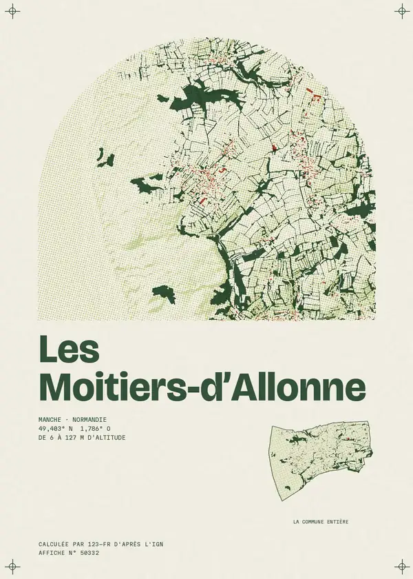 Affiche de Les Moitiers-d'Allonne, calculée par 123-fr d'après l'IGN