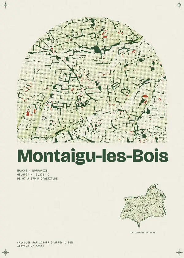 Affiche de Montaigu-les-Bois, calculée par 123-fr d'après l'IGN