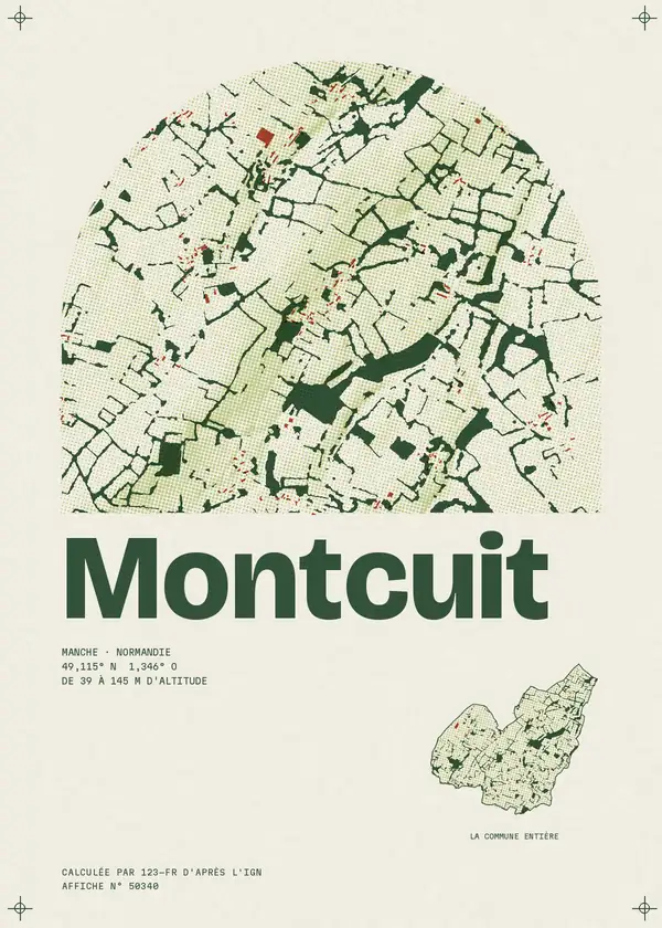 Affiche de Montcuit, calculée par 123-fr d'après l'IGN