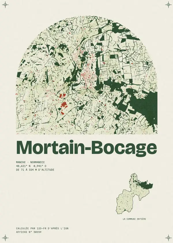 Affiche de Mortain-Bocage, calculée par 123-fr d'après l'IGN