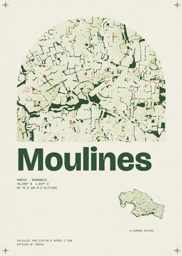 Affiche de Moulines, calculée par 123-fr d'après l'IGN