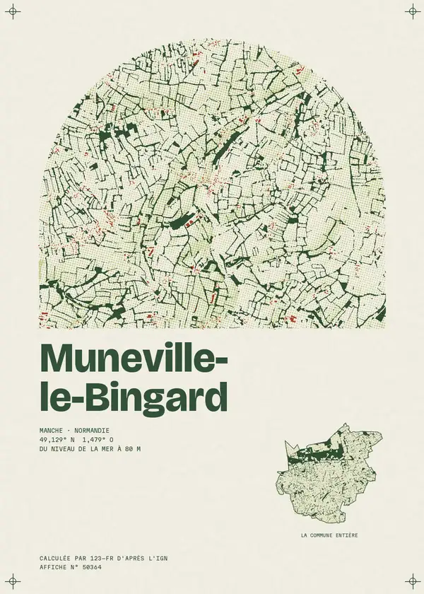 Affiche de Muneville-le-Bingard, calculée par 123-fr d'après l'IGN