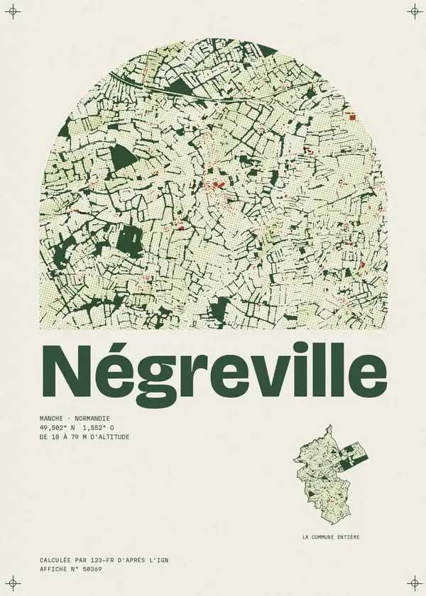 Affiche de Négreville, calculée par 123-fr d'après l'IGN