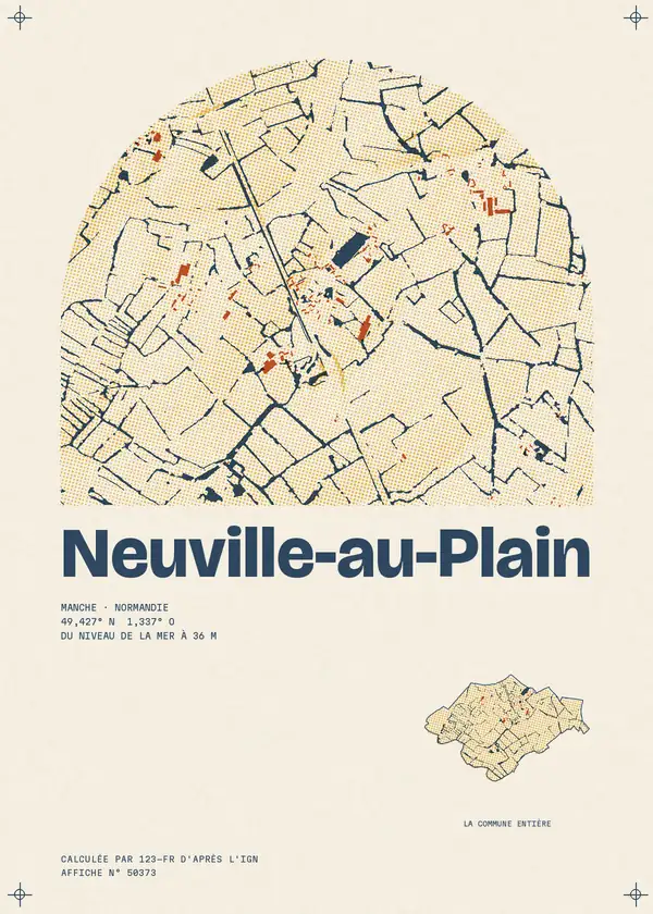Affiche de Neuville-au-Plain, calculée par 123-fr d'après l'IGN
